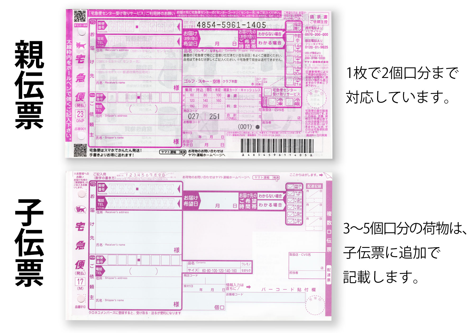 今までの送り状の貼り方